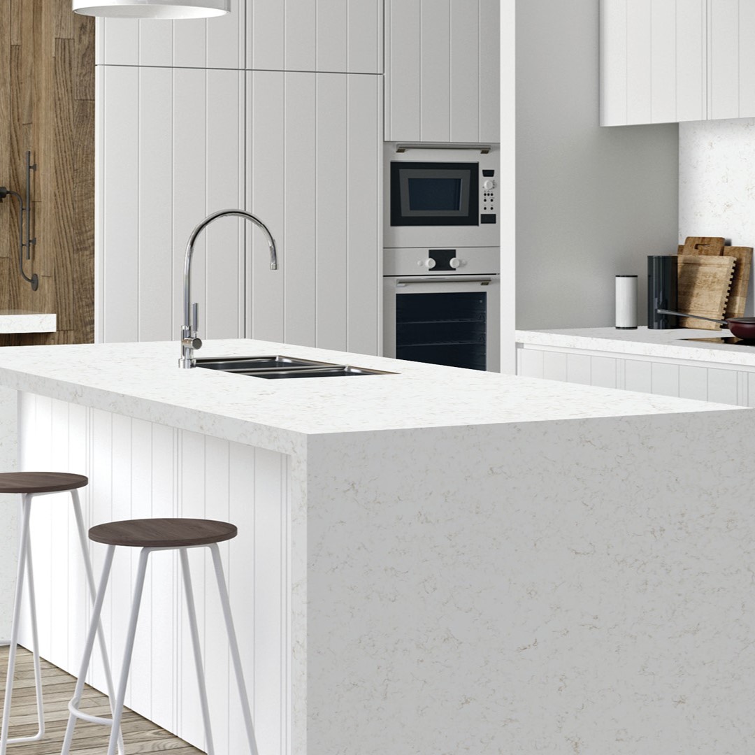 blat bucatarie quartz alb