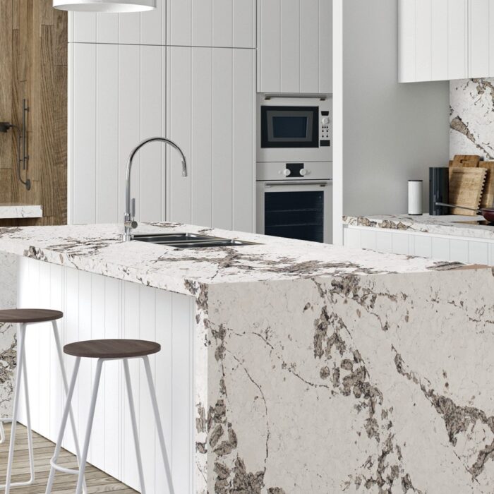 blat cu suprafata din quartz compozit rezistent la zgarieturi bucatarie moderna